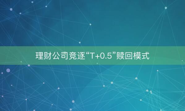 理财公司竞逐“T+0.5”赎回模式