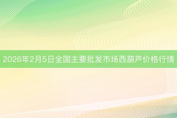 2026年2月5日全国主要批发市场西葫芦价格行情