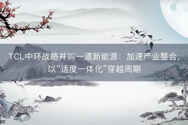 TCL中环战略并购一道新能源：加速产业整合，以“适度一体化”穿越周期
