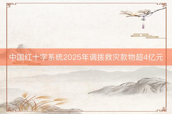 中国红十字系统2025年调拨救灾款物超4亿元