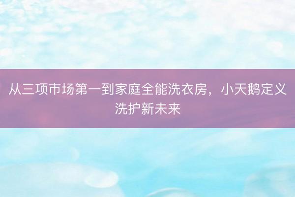 从三项市场第一到家庭全能洗衣房，小天鹅定义洗护新未来