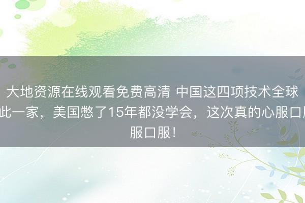 大地资源在线观看免费高清 中国这四项技术全球只此一家，美国憋了15年都没学会，这次真的心服口服！