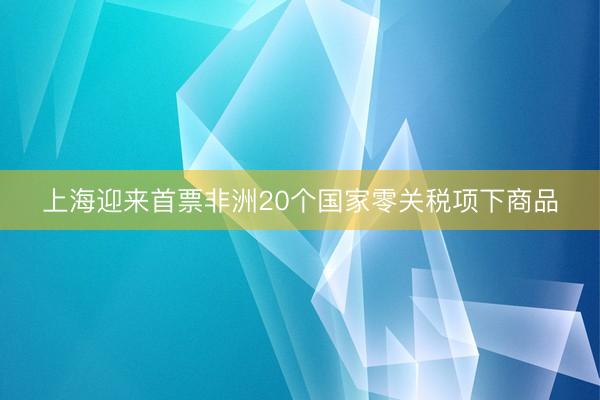 上海迎来首票非洲20个国家零关税项下商品