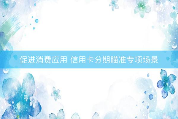 促进消费应用 信用卡分期瞄准专项场景