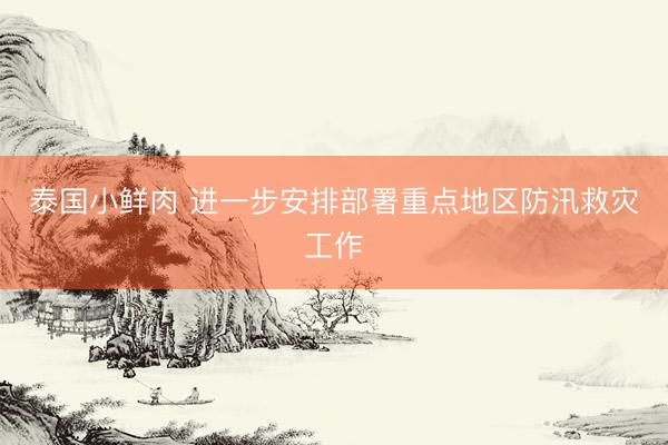 泰国小鲜肉 进一步安排部署重点地区防汛救灾工作
