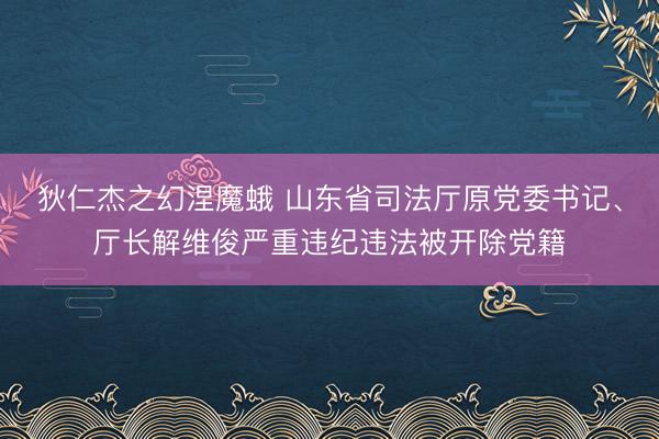 狄仁杰之幻涅魔蛾 山东省司法厅原党委书记、厅长解维俊严重违纪违法被开除党籍