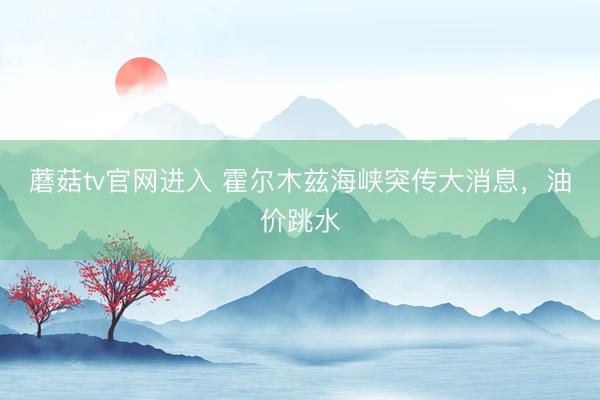 蘑菇tv官网进入 霍尔木兹海峡突传大消息，油价跳水