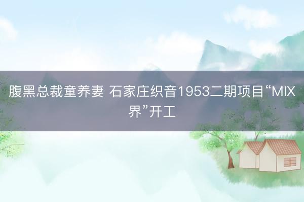 腹黑总裁童养妻 石家庄织音1953二期项目“MIX界”开工
