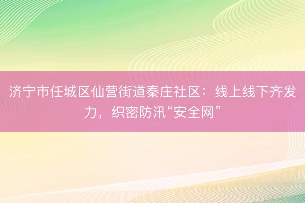 济宁市任城区仙营街道秦庄社区：线上线下齐发力，织密防汛“安全网”