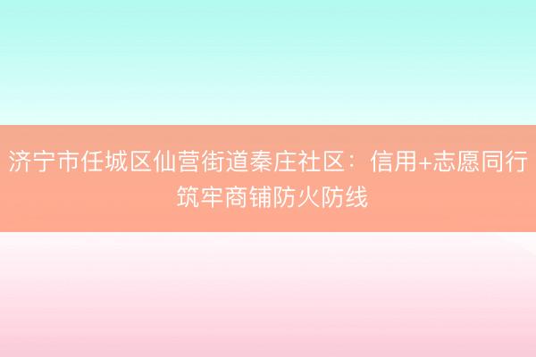 济宁市任城区仙营街道秦庄社区：信用+志愿同行 筑牢商铺防火防线
