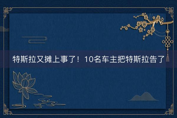 特斯拉又摊上事了！10名车主把特斯拉告了