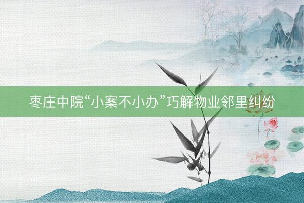 枣庄中院“小案不小办”巧解物业邻里纠纷