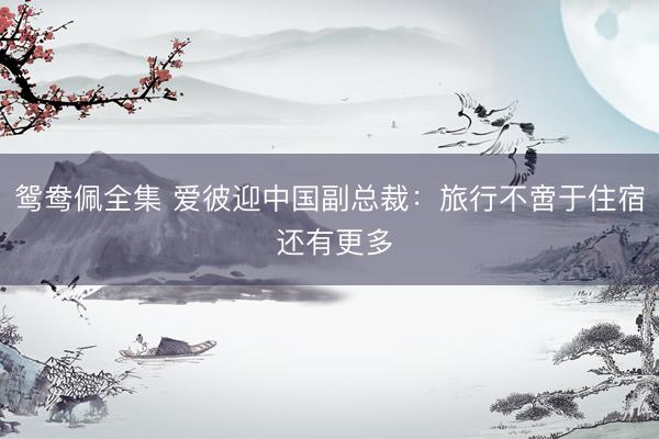 鸳鸯佩全集 爱彼迎中国副总裁：旅行不啻于住宿 还有更多