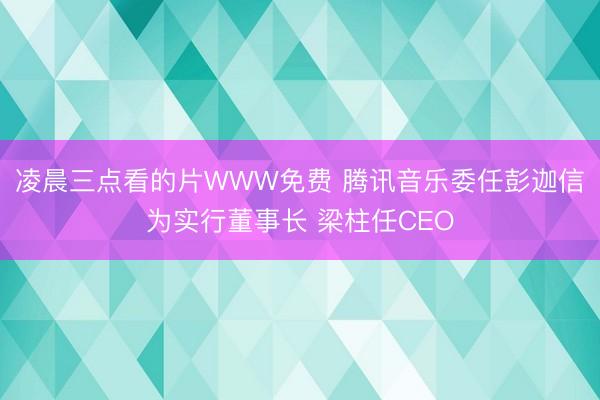 凌晨三点看的片WWW免费 腾讯音乐委任彭迦信为实行董事长 梁柱任CEO