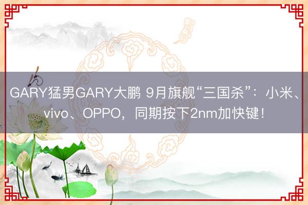 GARY猛男GARY大鹏 9月旗舰“三国杀”：小米、vivo、OPPO，同期按下2nm加快键！
