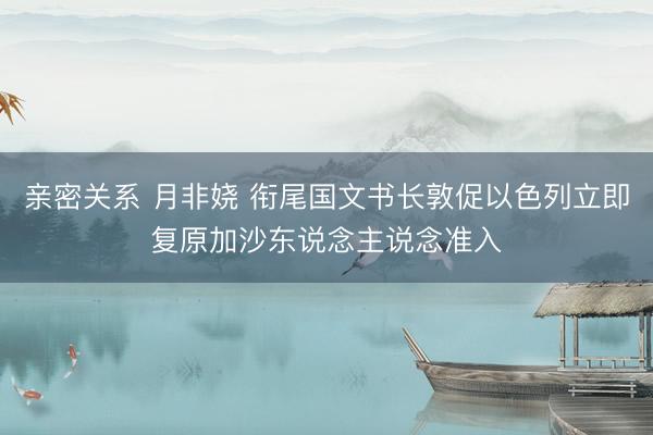 亲密关系 月非娆 衔尾国文书长敦促以色列立即复原加沙东说念主说念准入