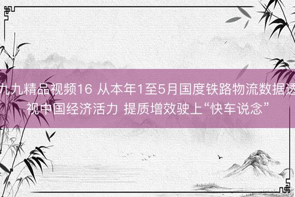 九九精品视频16 从本年1至5月国度铁路物流数据透视中国经济活力 提质增效驶上“快车说念”