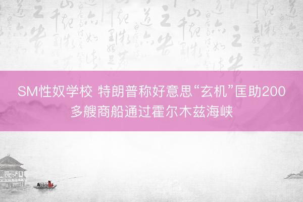 SM性奴学校 特朗普称好意思“玄机”匡助200多艘商船通过霍尔木兹海峡