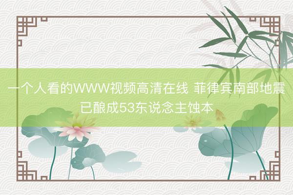 一个人看的WWW视频高清在线 菲律宾南部地震已酿成53东说念主蚀本