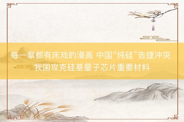 每一章都有床戏的漫画 中国“纯硅”告捷冲突 我国攻克硅基量子芯片重要材料