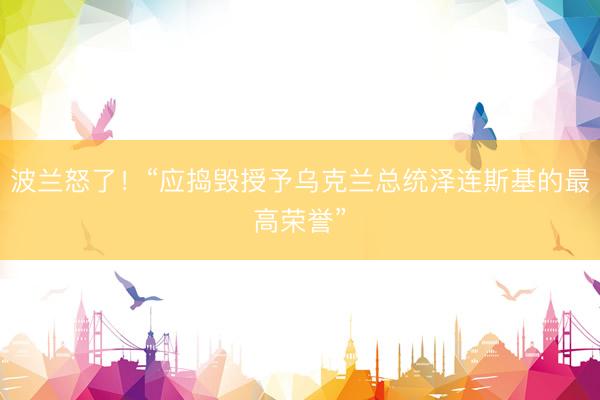 波兰怒了！“应捣毁授予乌克兰总统泽连斯基的最高荣誉”