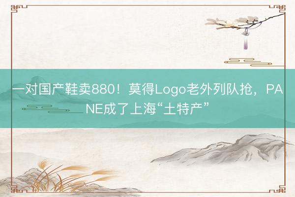 一对国产鞋卖880!莫得Logo老外列队抢,PANE成了上海“土特产”